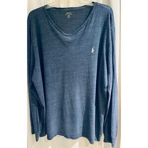 Polo Ralph Lauren 100% Heavy Cotton Men's S/S V-Neck T-Shirt Blue XXL NWOT